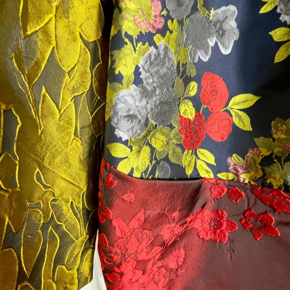 Alembika Floral Patchwork Kimono Jacket Brocade Jacquard Art to Wear Boho Luxe M - Picture 9 of 13